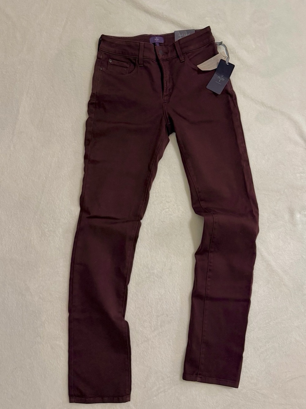NYDJ Slim Straight Pants Jeans Burgundy Size 2